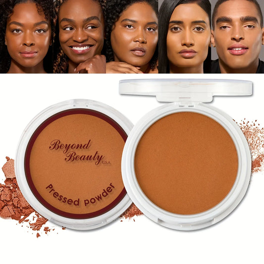 Wheat Bronzing Powder for Dark Skin - Matte Finish, Sweatproof & Oil Control Foundation Concealer with Puff & Mirror