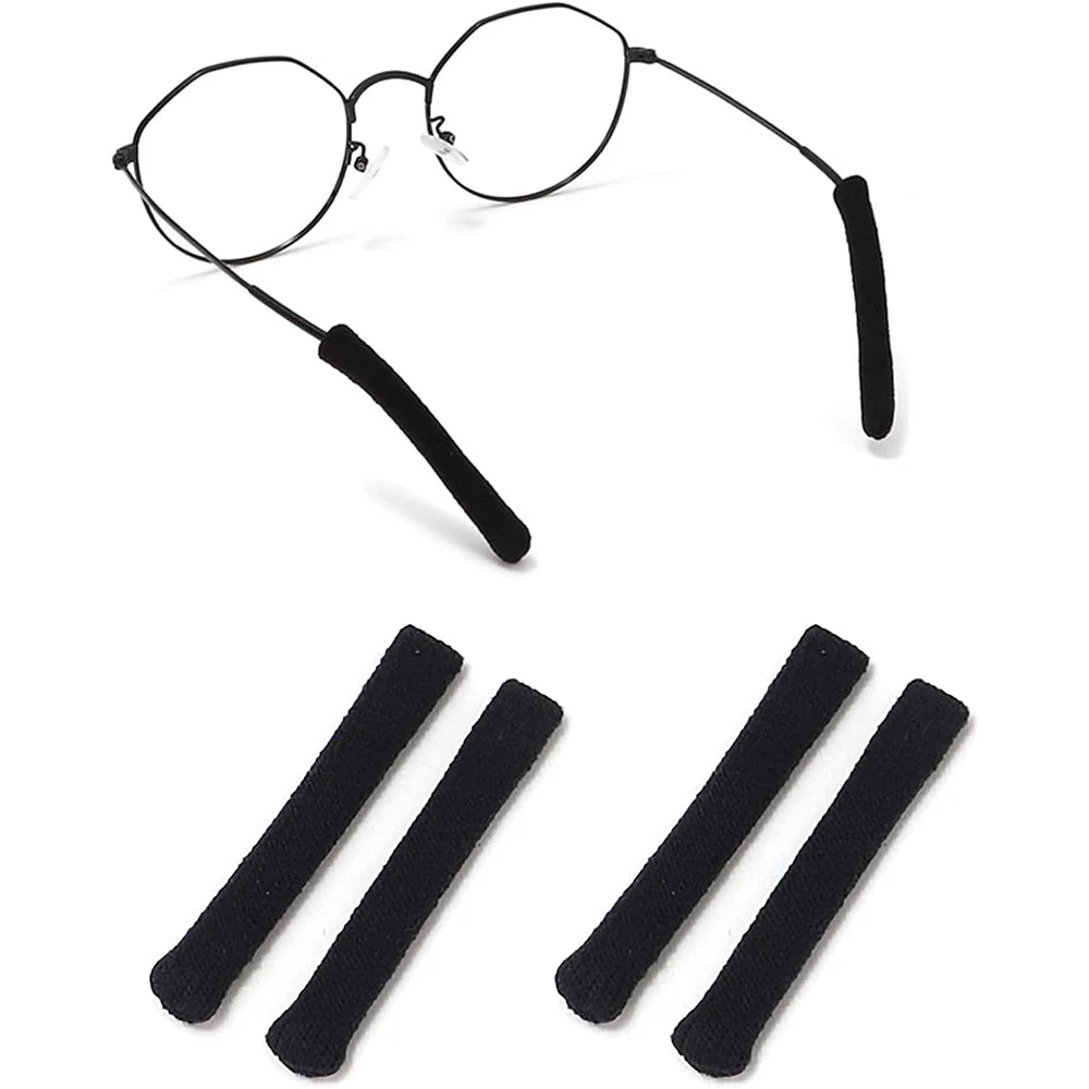 Anti-Slip Eyeglass Temple Tips – Soft Cotton Fabric Cushion Sleeve for Comfortable Frame & Ear Support