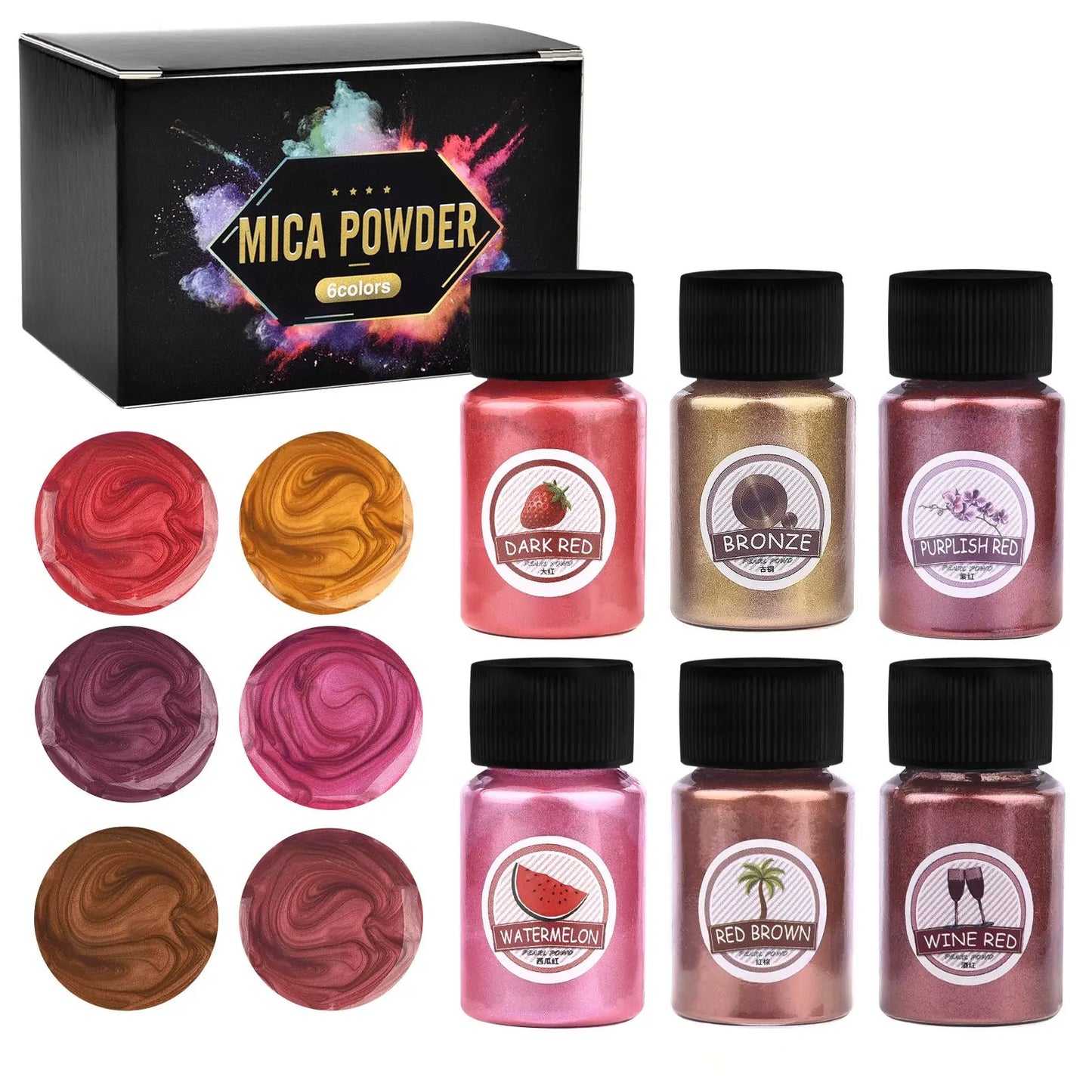 6 Color Pearl Powder Pigment Set for DIY Epoxy Resin, Pearlescent Colorant Dye for Jewelry Making and Mold Accessories