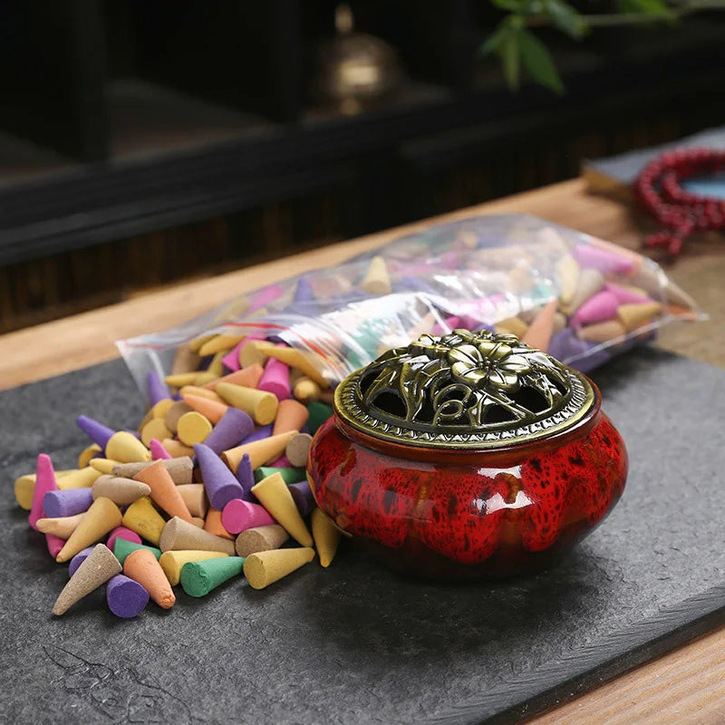 60PCS Mixed Incense Cones – Aromatherapy Backflow Sandalwood Scents for Yoga, Anxiety Relief & Relaxation