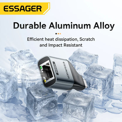 Essager Type-C to Ethernet Adapter – 100/1000Mbps Gigabit RJ45 to Type-C Adapter for MacBook, Laptop Wired Network Card