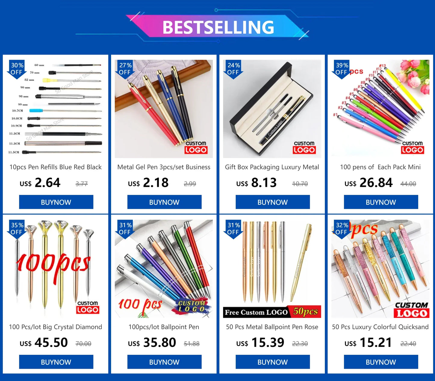 Luxury Metal Ballpoint Pen Gift Set — School, Business & Office Signature Roller Pen, Student Stationery Supplies