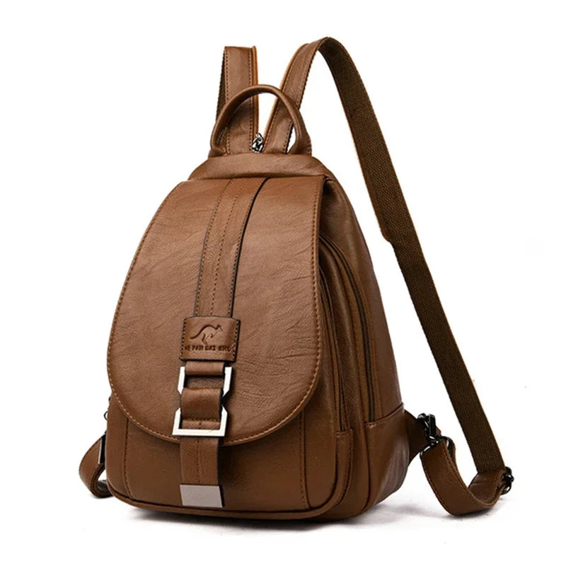 Multifunctional Women's Leather Backpack - Casual Style for Teen Girls, School and Travel Bagpack, Ladies' Chest Bag Sac