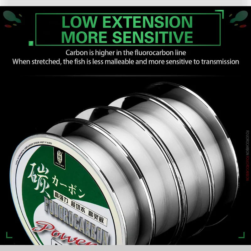 ZUKIBO 100% Fluorocarbon Fishing Line: Japanese Imported Carbon Fiber Line, 50M/100M - Monofilament Sinking Line for Sea Fishing