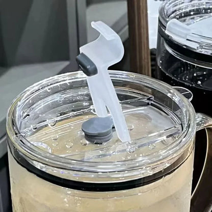 Transparent Glass Tumbler with Lid and Straw - Versatile Drinking Cup for Coffee, Juice, and Milk