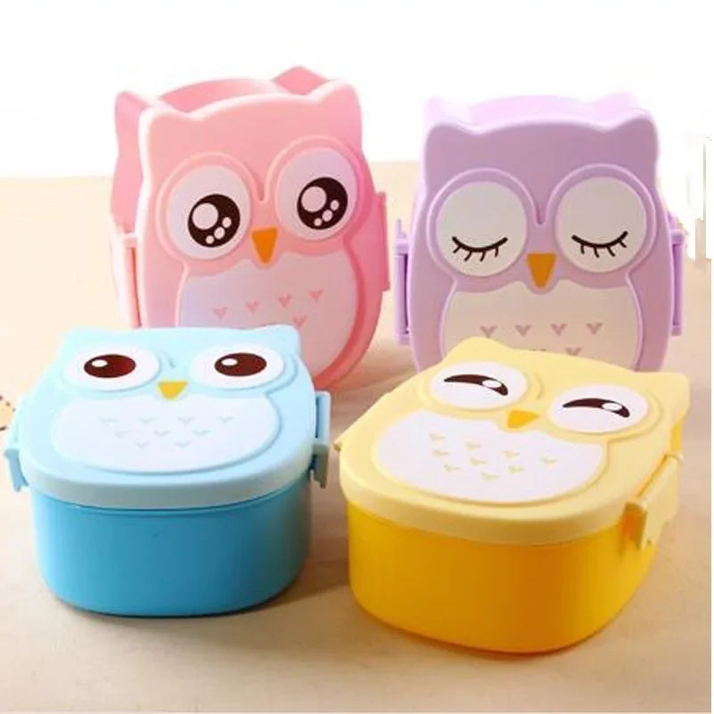 Portable Plastic Children’s Bento Box – Lunch Box Food Container with Carton Design, Dinnerware & Cutlery Set