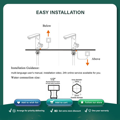 Briwellna Electric Water Heater Faucet - 2-in-1 Basin Tap Tankless Instant Hot Water Geyser 220V for Home Use