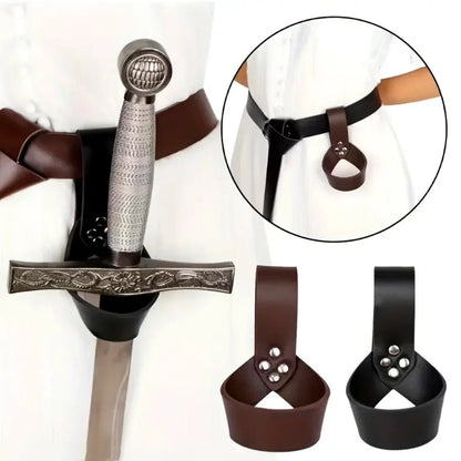 Medieval Knight & Viking Sword Scabbard – PU Leather Rapier and Dagger Holder for Halloween Cosplay