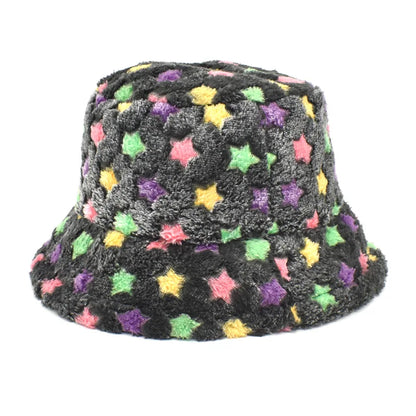 Women’s Winter Bucket Hat – Fashion Leopard Panama, Warm Vintage Faux Fur Fisherman Cap