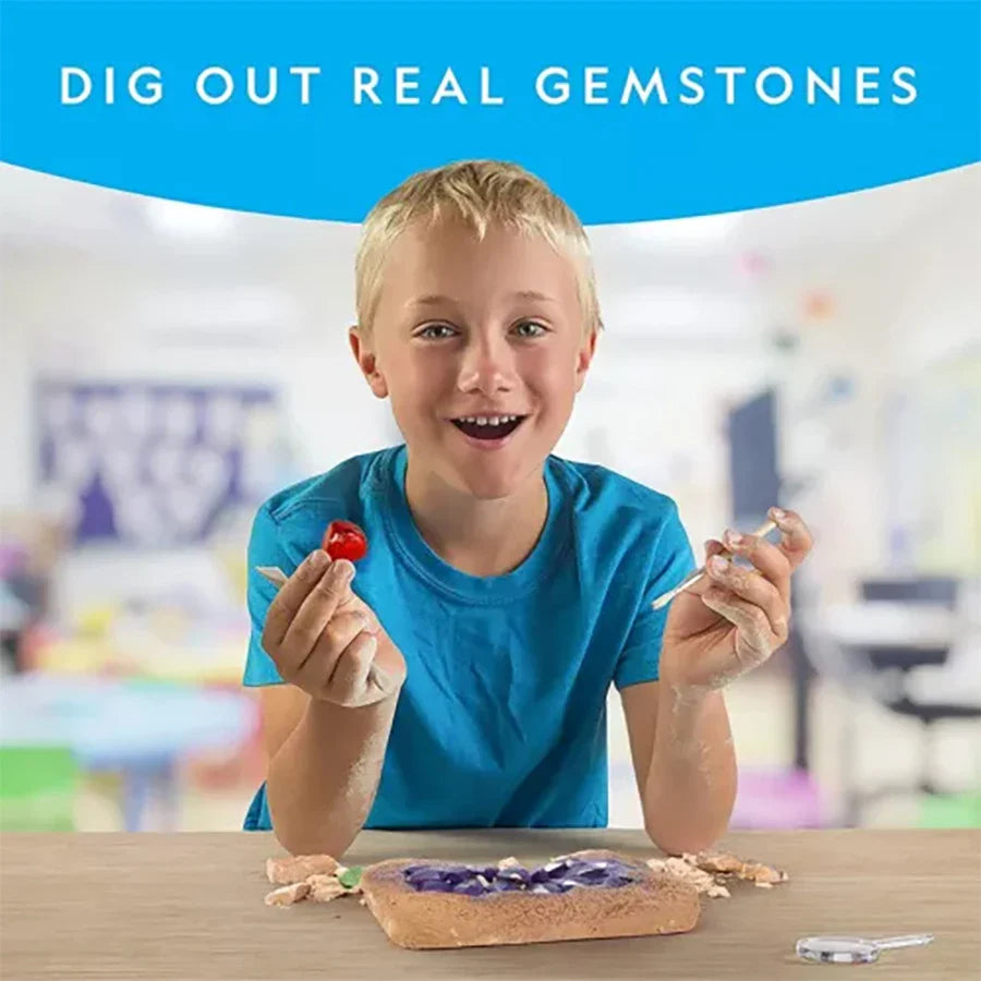 STEM Mega Gemstone Dig Kit – Crystal Mining Excavation Toy Set for Kids Educational Science Discovery Gift
