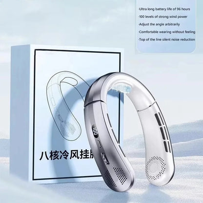 8000mAh Bladeless Neck Fan - Rechargeable Portable Cooling Fan with LED Display for Outdoor Use