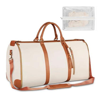 Foldable Women's Carry-On Travel Bag - Large PU Leather Duffel for Business & Clothing Storage