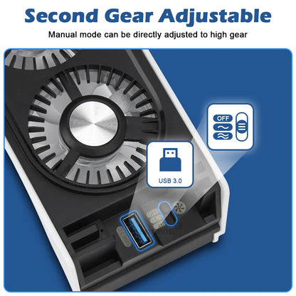 Upgraded PS5 Cooling Fan – Quiet USB 3.0 Hub with LED Light for Disc & Digital Edition Console Accessories
