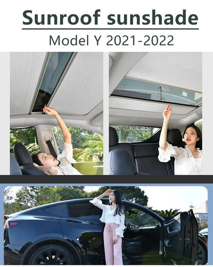 Magnetic Sunshade for Tesla Model Y 2022–2024 – Front & Rear Glass Roof Skylight Sunroof Accessory