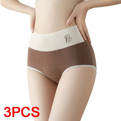 Women's Cotton Briefs - High-Waisted Belly Control Sports Panties Set for Women
