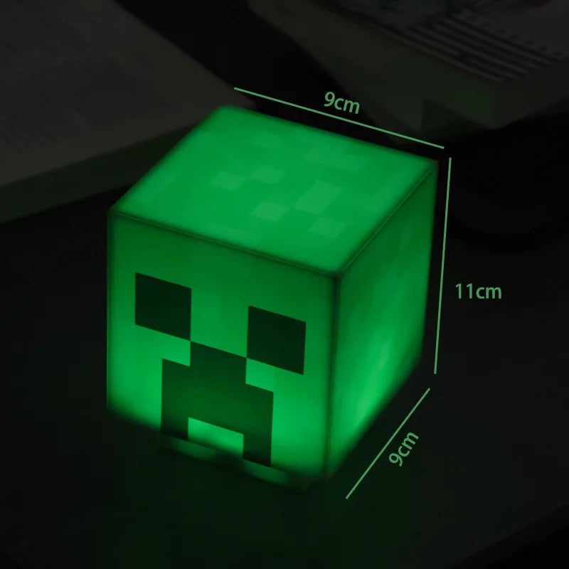 MC Game LED Creeper Night Lamp – Creative Block Button Light for Bedroom, Desk, and Bedside Decoration