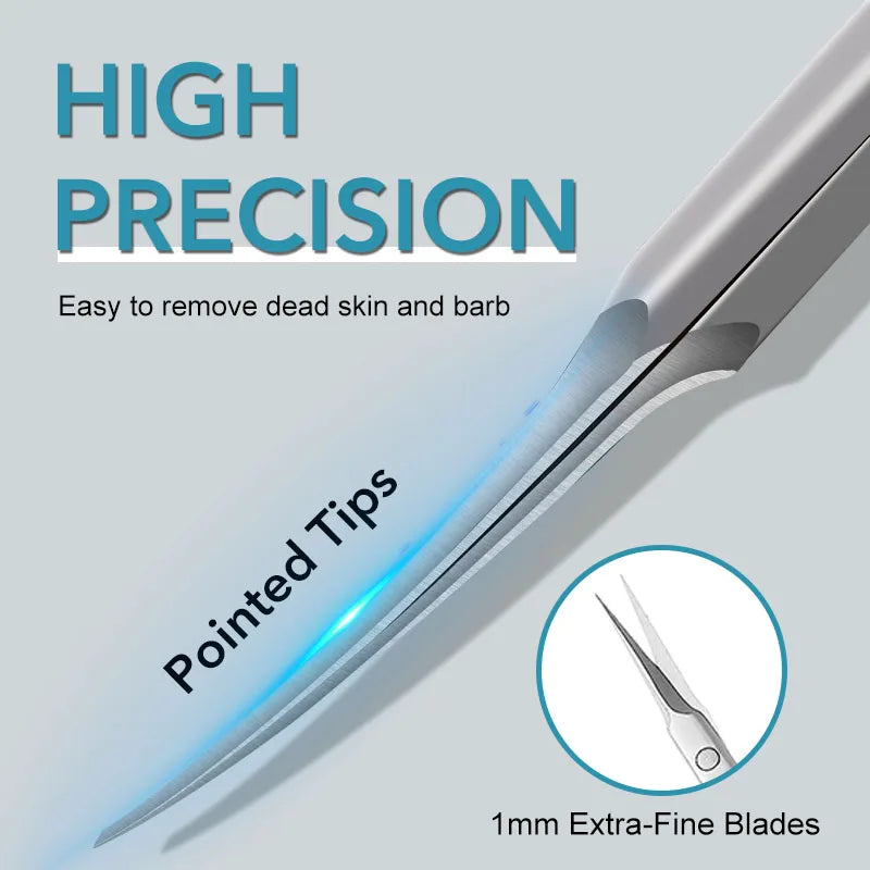 Stainless Steel Cuticle Scissors - Dead Skin Remover for Nails, Art Clippers, Russian Nail Scissors, Manicure Curved Tip