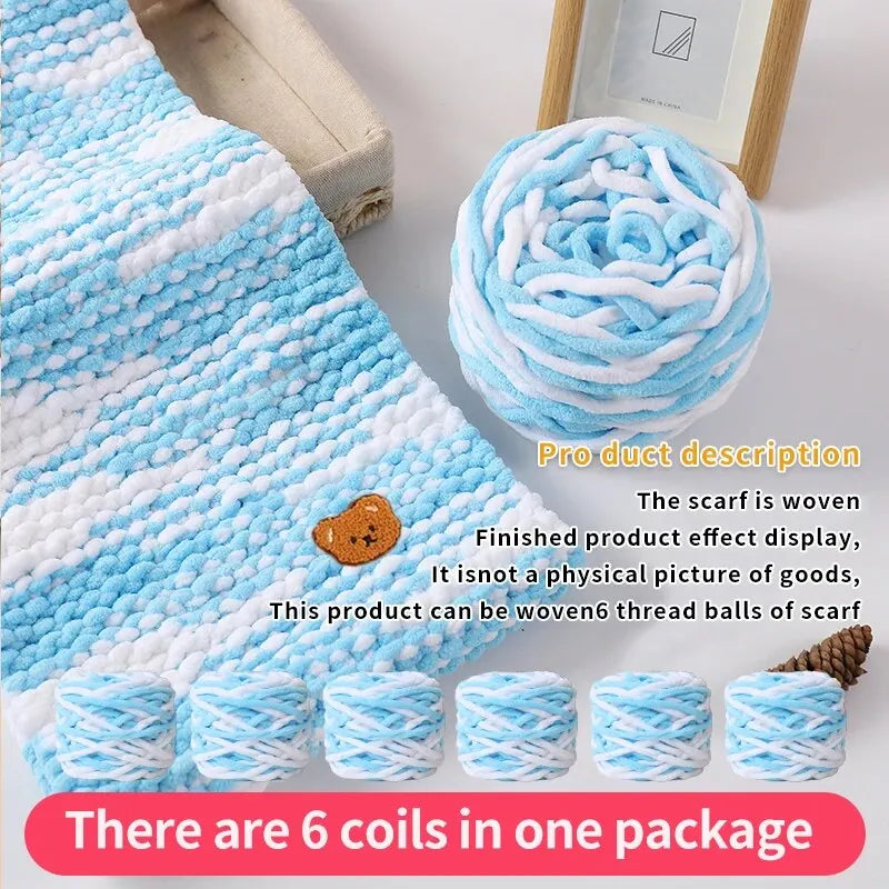 6 Yarn Balls + Teddy Bear DIY Craft Kit – Handmade Thick Woven Scarf Thread Set for Knitting, Jewelry & Creative Gift Making
