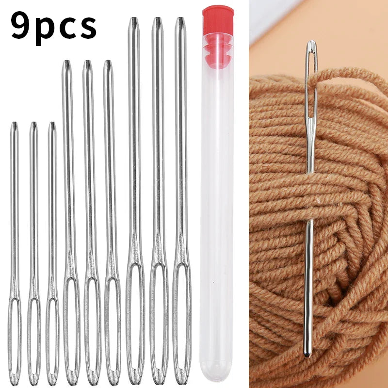 9PCS Large Eye Blunt Sewing Needles Set – Cross Stitch, Embroidery & Leather Craft Needles for Handmade Sewing Accessories