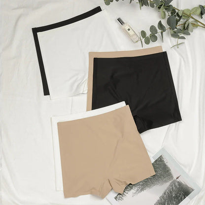 Seamless Ice Silk Biker Shorts — Solid Boxer Leggings for Women, Sports Yoga Pants & Comfortable Shorts