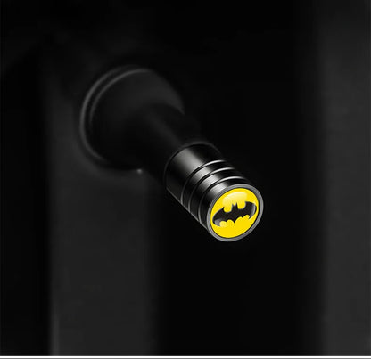 4PCS DC Comics Batman Car Tire Valve Caps — Knurled Aluminum Waterproof Accessories & Universal Car Gift