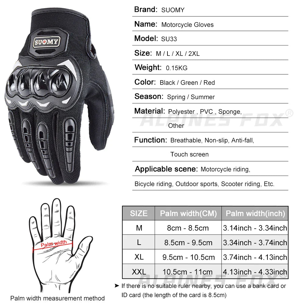 Suomy Motorcycle Gloves – Breathable Moto Gloves with Touch Screen for Racing, Riding, and Cycling – Summer Sports Protective Gear for Honda