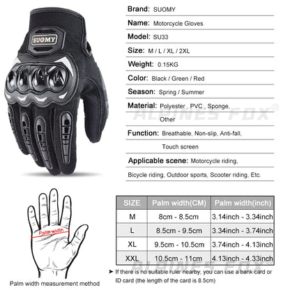 Suomy Motorcycle Gloves – Breathable Moto Gloves with Touch Screen for Racing, Riding, and Cycling – Summer Sports Protective Gear for Honda