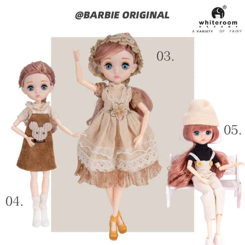 Slim 26cm BJD Doll for Girls – 13 Movable Joints with Princess Outfit, Blue Eyes & Eyelash Accessories