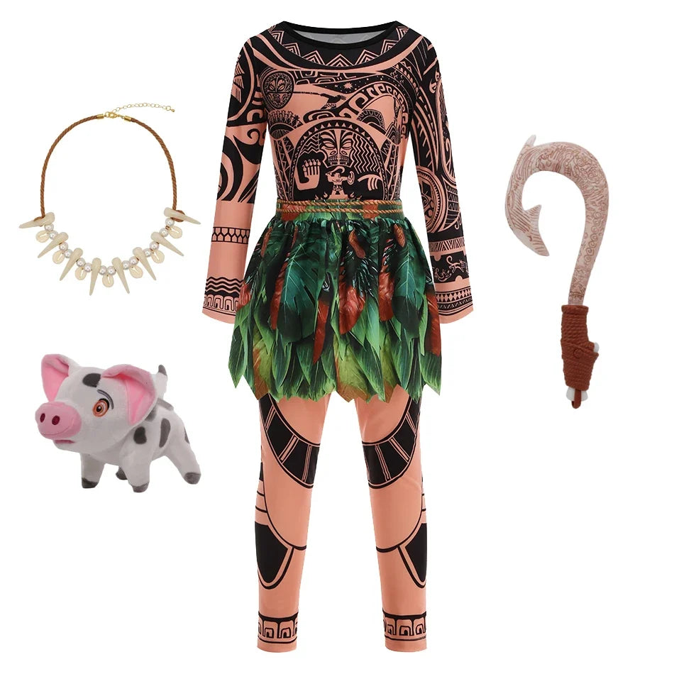 Disney Moana Princess Dress - Girls Vaiana Ocean Adventure Halloween Cosplay Costume