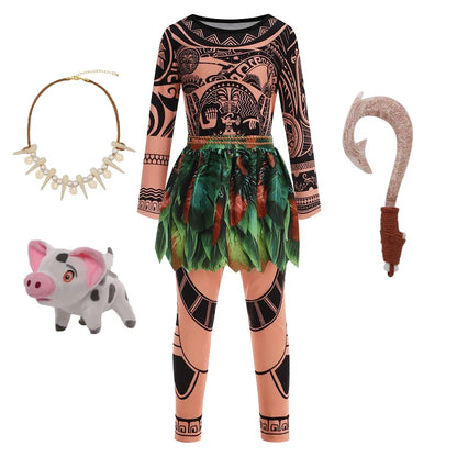Disney Moana Princess Dress - Girls Vaiana Ocean Adventure Halloween Cosplay Costume
