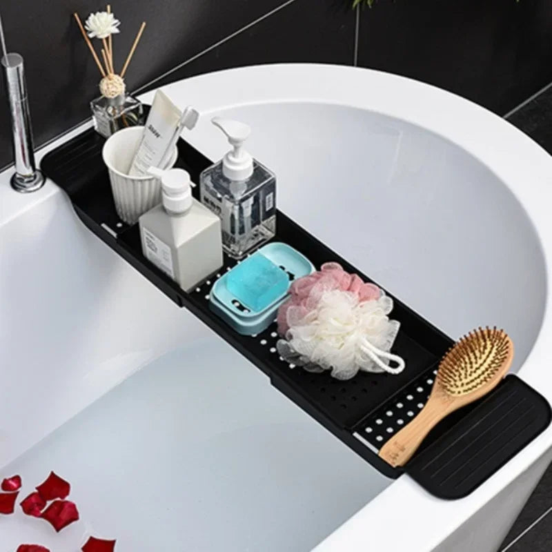 Multi-Function Retractable Bathtub Storage Rack – Bath Tray Shelf for Towels, Kitchen Sink & Drain Holder