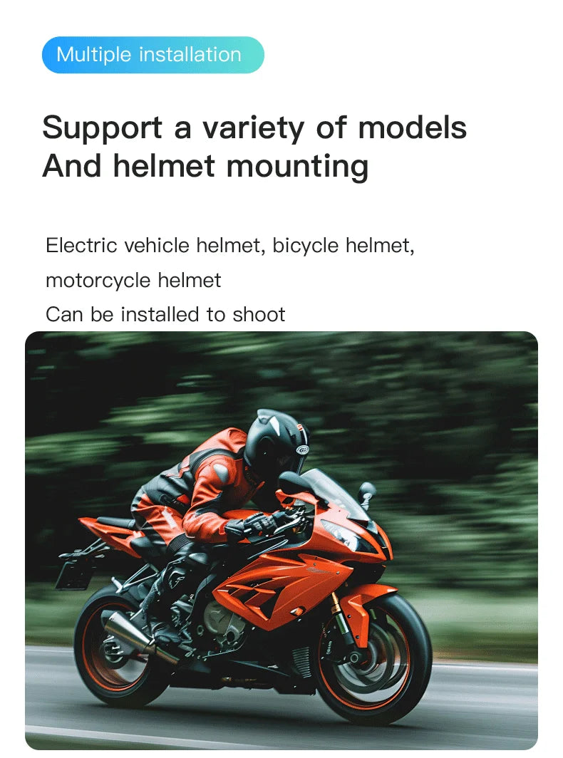 4K Bodycam Action Camera — Mini Full HD Sports Bike & Motorcycle Helmet/Handlebar Camera with WiFi and Long-Lasting Battery
