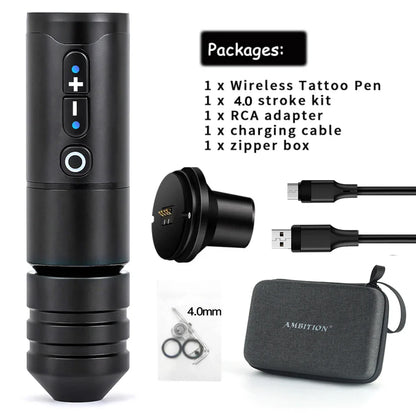 Ambition Ninja Pro Wireless Tattoo Machine – Portable Rotary Pen with 2400mAh Battery & Coreless Motor for Artists