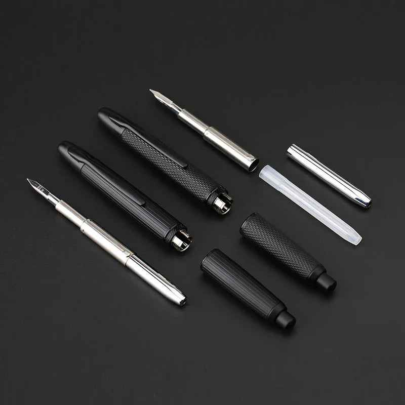 MAJOHN A1 Metal Engraved Fountain Pen: Press Fish Scale Design, Retractable with Clip/No Clip - Office and School Writing Gift