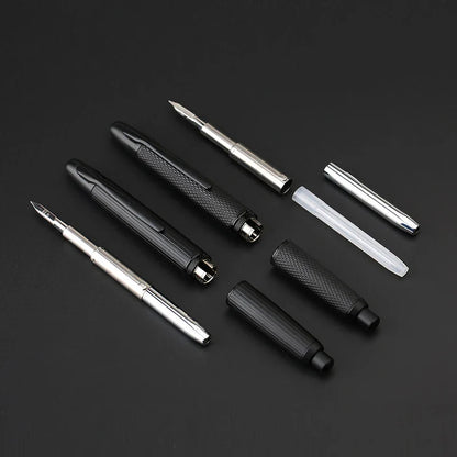 MAJOHN A1 Metal Engraved Fountain Pen: Press Fish Scale Design, Retractable with Clip/No Clip - Office and School Writing Gift