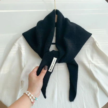 Women’s Wool Triangle Scarf – British Korean Knitted Headscarf & Warm Multi-Functional Wrap