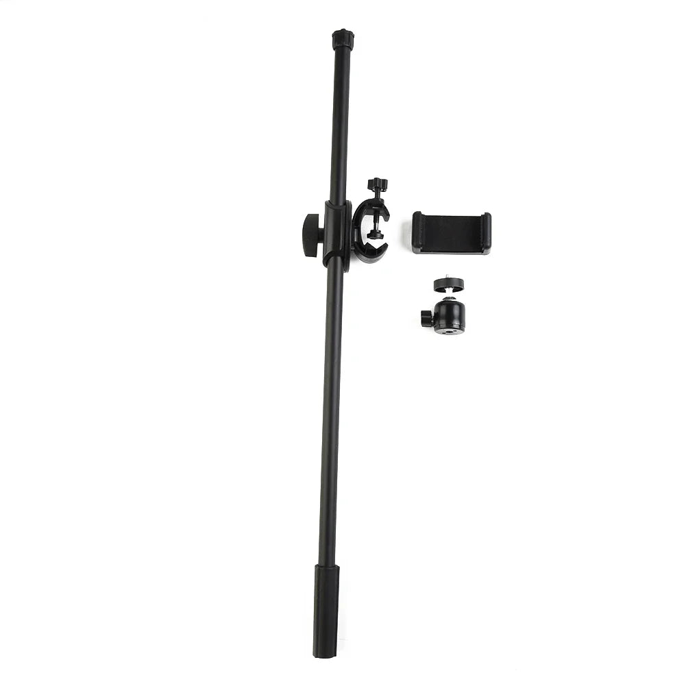 55CM Rotating Microphone Stand - Crossbar Arms with Mic Clip, Phone Holder, Extension Bracket, 3/8 Thread Cross Bar
