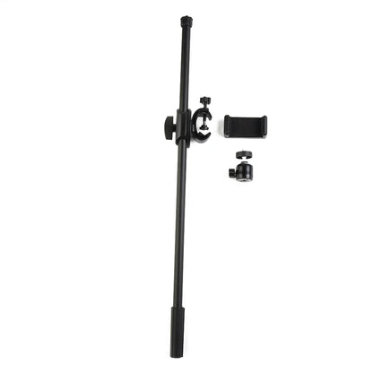 55CM Rotating Microphone Stand - Crossbar Arms with Mic Clip, Phone Holder, Extension Bracket, 3/8 Thread Cross Bar