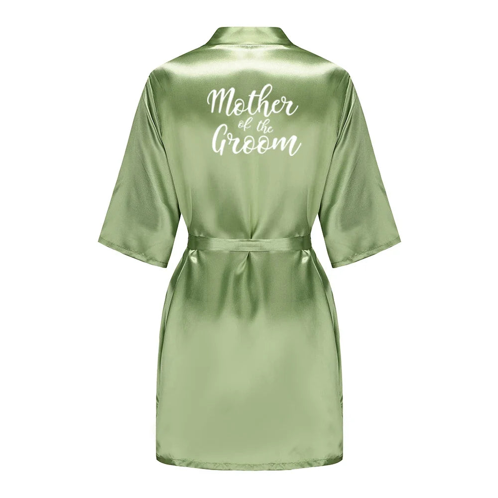 Plus Size Satin Silk Robe for Women - Wedding Bride Bridesmaid Bathrobe Sleepwear in Sage Green