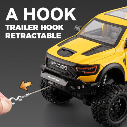 1:24 Dodge Mammoth RAM 1000 TRX 6x6 Diecast Model – Metal Alloy Pickup Toy Car with Lights for Kids & Collectors