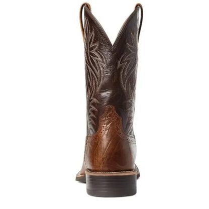 Men's Embroidered Cowboy Boots - Retro Handmade Pointed Toe Western Boots with Hand-Stitched Detail
