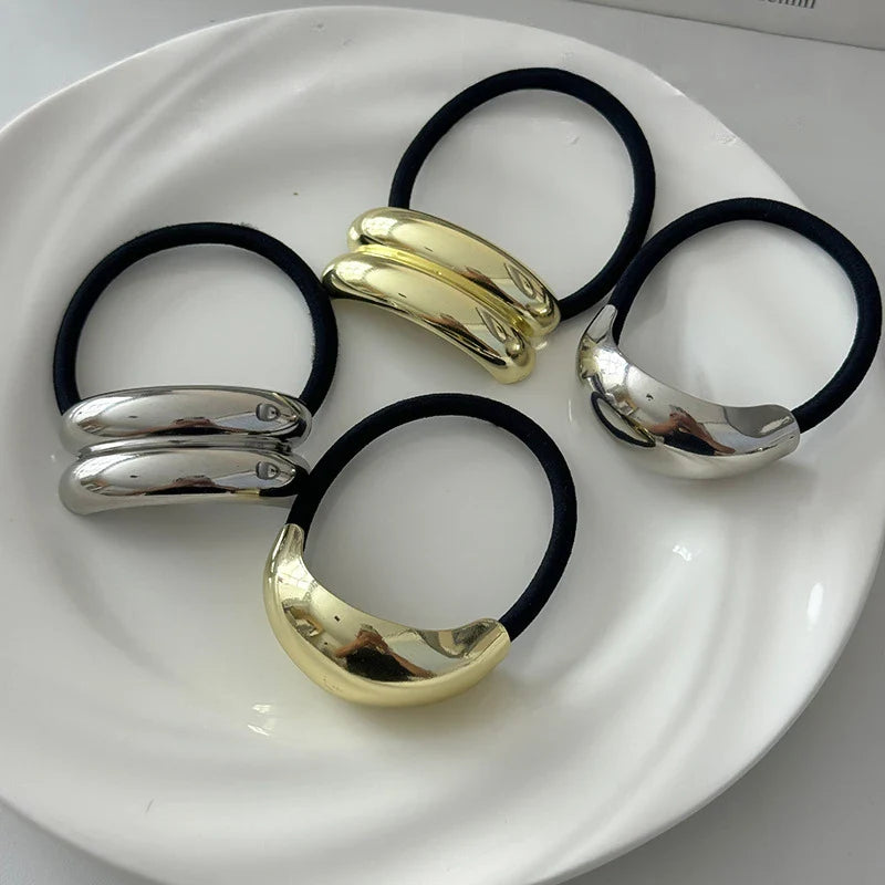 Fashion Punk Geometric Metal Hair Bands – Elastic Scrunchies, Hair Ropes & Headbands for Women & Girls, Hair Accessories Gifts