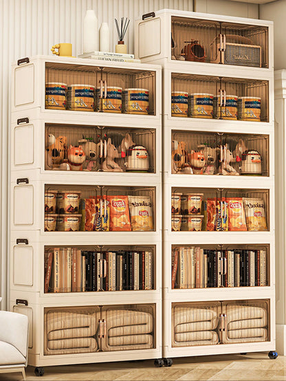 Installation-Free Foldable Storage Cabinet – Plastic Organizer for Kids’ Clothes & Snacks