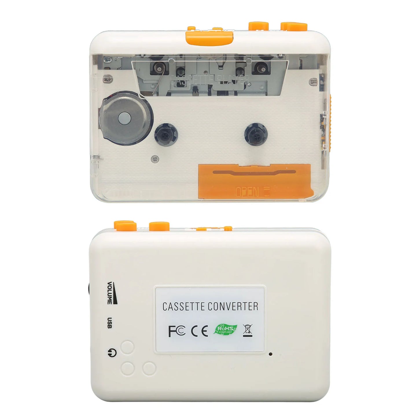 USB Cassette Converter – Portable MP3 Music Tape Player with Earphones, Plug & Play for iPod & PC