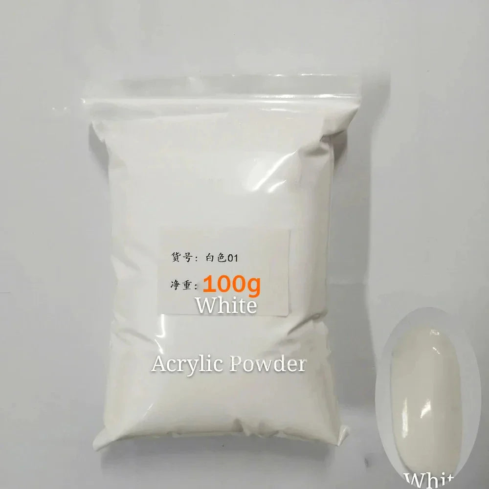 100g Acrylic Nail Powder Set – White, Clear & Pink Solid Dipping Powder for Nail Extension, Carving & Professional Nail Art Pigment