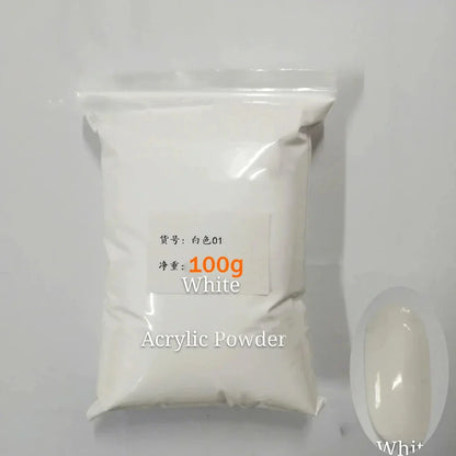 100g Acrylic Nail Powder Set – White, Clear & Pink Solid Dipping Powder for Nail Extension, Carving & Professional Nail Art Pigment