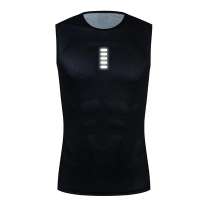Reflective Cycling Base Layer Quick-Dry Vest – High Elasticity White Cycling Undershirt for Men Sport & Bike Jersey