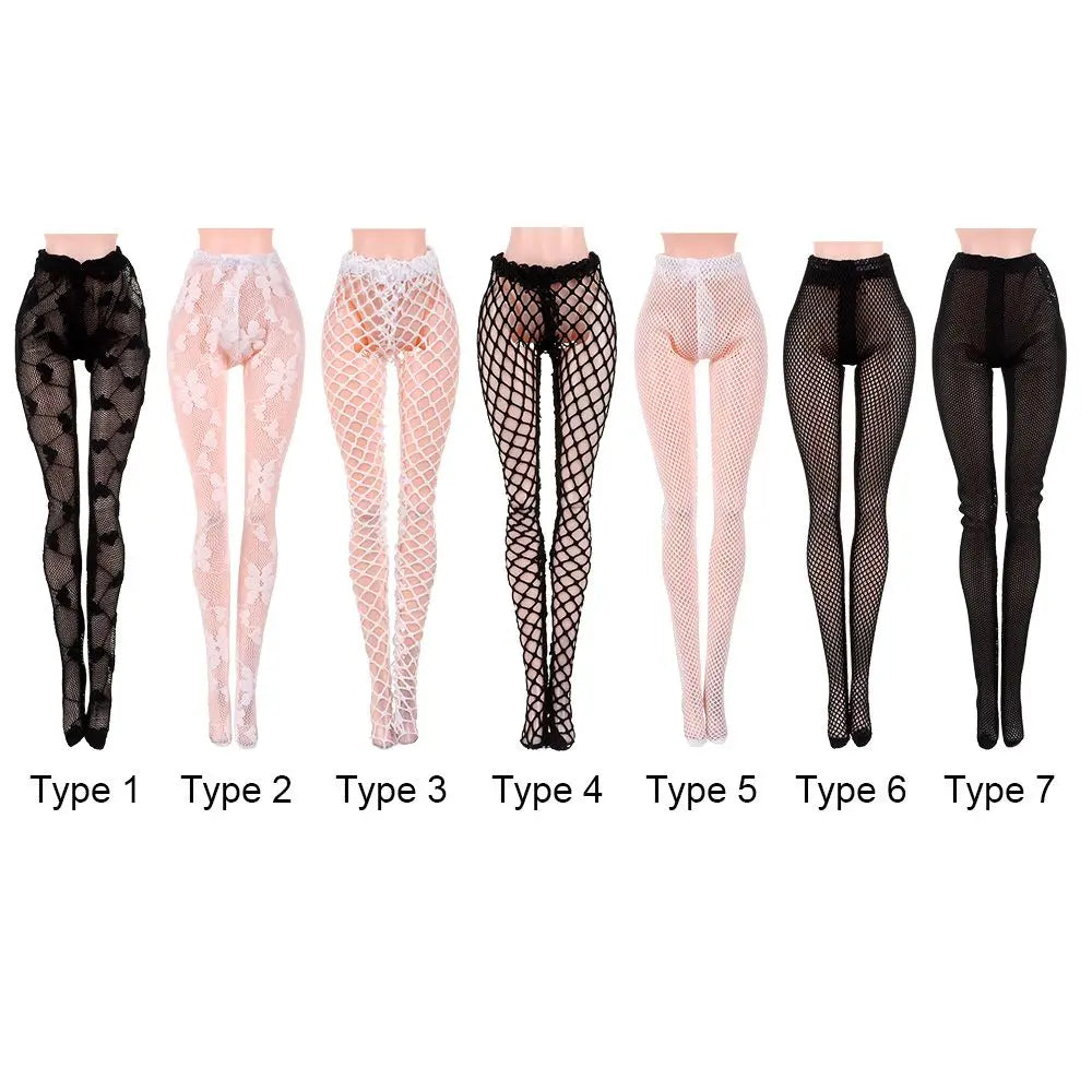 20 Styles 1/6 Doll Mini Fishnet Tights – Silk Stockings, Elastic Leggings, Panty Hose & Socks for 30cm Dolls