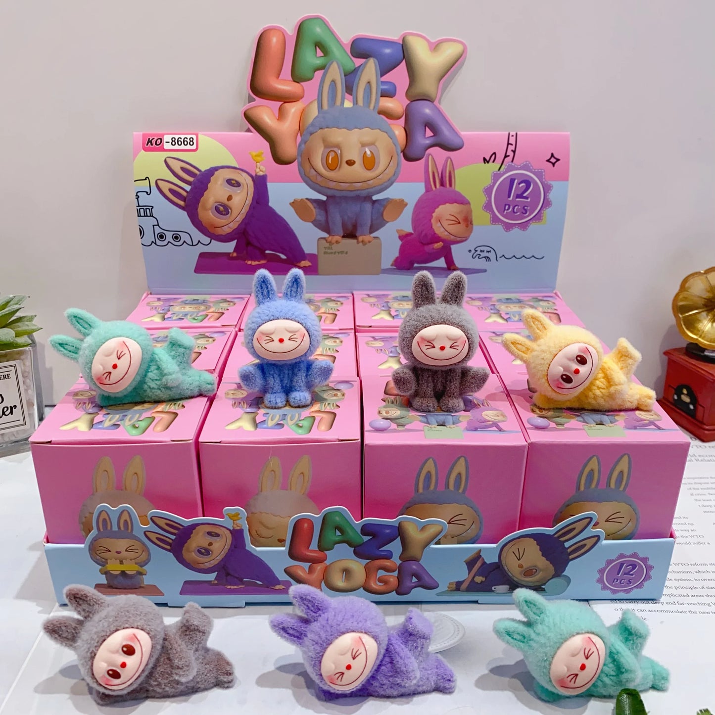 12pcs Mini Labubu V1 & V2 “Have A Sit” Figures – Cute Flocking Doll Collection & Decor Accessories