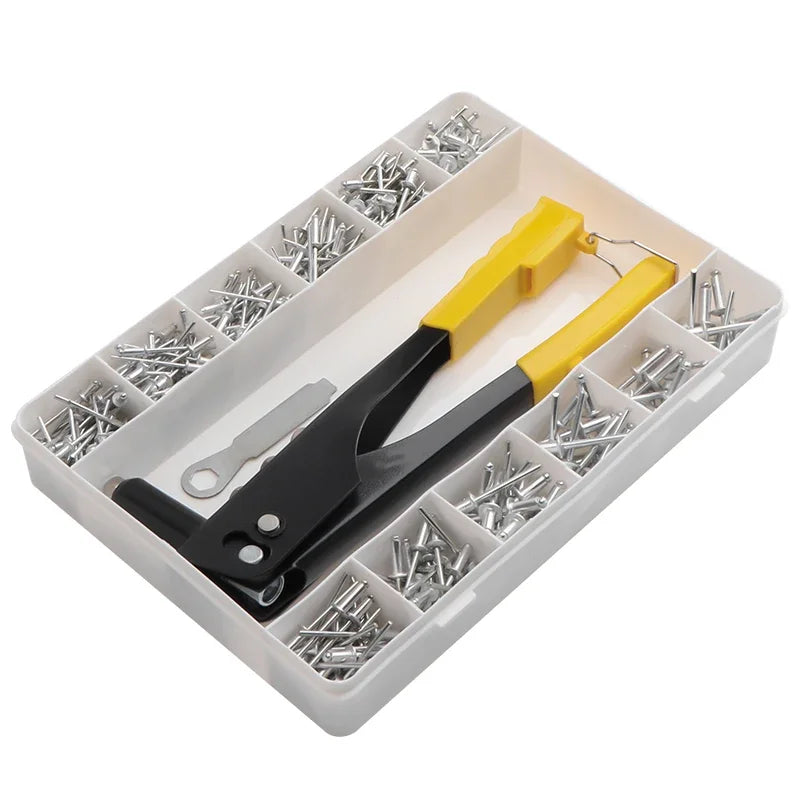 Heavy Duty Hand Riveter Gun Kit – 60/120/200/380pcs Blind Rivet Set with Pliers for Automotive & Home DIY Projects